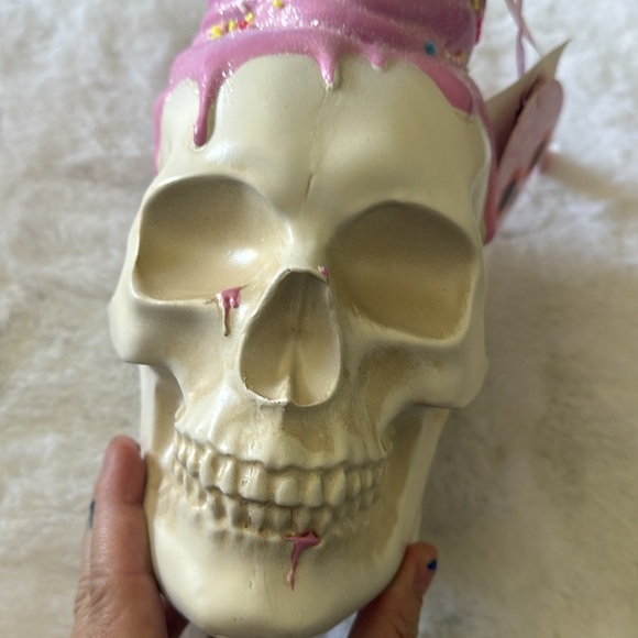 Summerween Skull Pink Melted Ice Cream Cone Decor - Picture 5 of 7